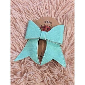Aqua handmade hair bow barrette brand new clip